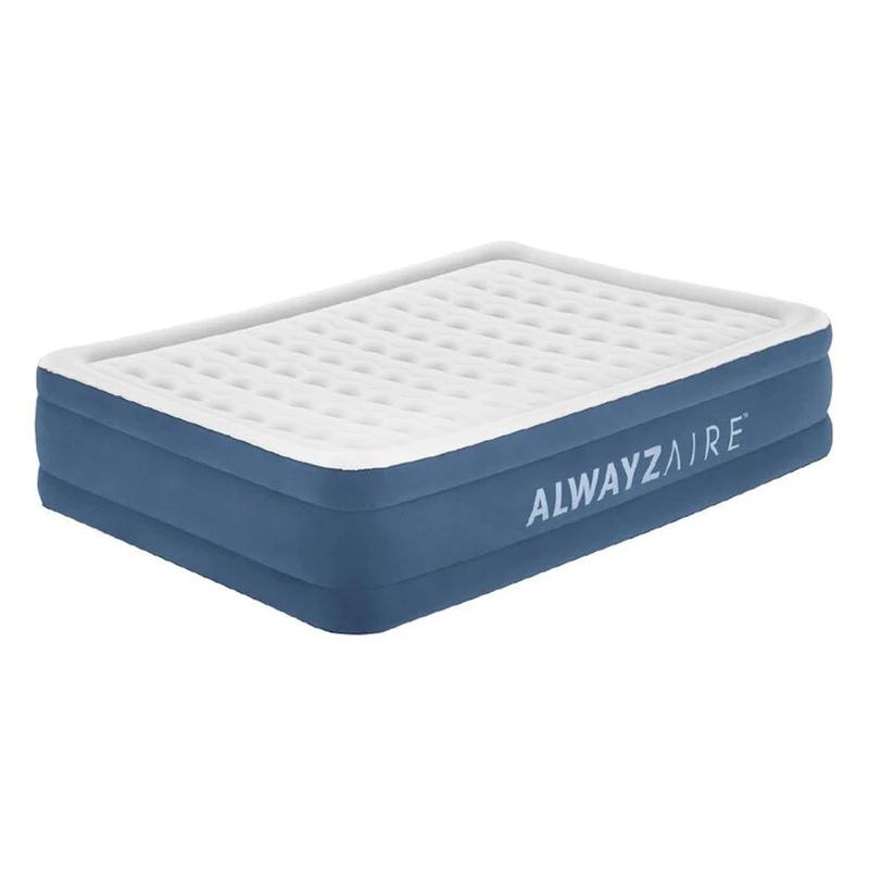 Bestway AlwayzAire 2 Seater Inflatable Mattress with Built-in Double Electric Pump - 203cm x 152cm x 46cm - Light Grey/Blue - Image 1