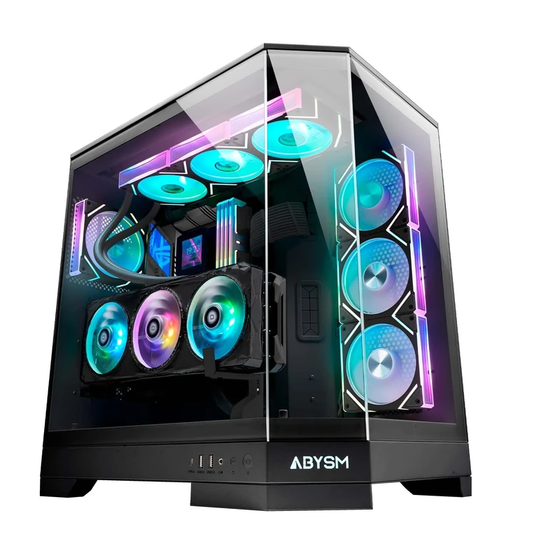 ABYSM Gaming Danube SAVA H600 Black E-ATX Gamer PC Case with 3 Tempered Glass Panels, 4 120mm ARGB Fans, Controller, GPU Support and PCIe 4.0 16x Riser Cable