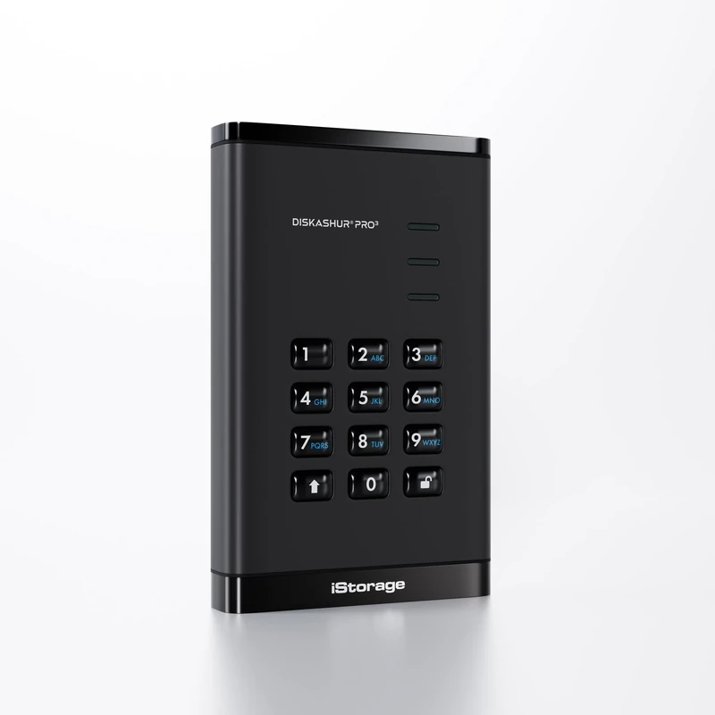 iStorage diskAshur PRO3 HDD 5TB - Secure Portable Hard Drive - FIPS Level 3 Certified - Password Protected - Dust/Water-Resistant - Hardware encryption