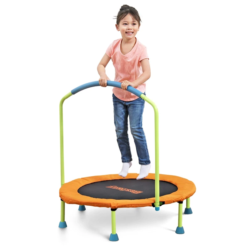 Bestway WonderJump Trampoline for Toddlers and Kids, 3ft Mini Indoor Trampoline with Handlebar, Soft Foam Grip, Non-Slip Foot Pads