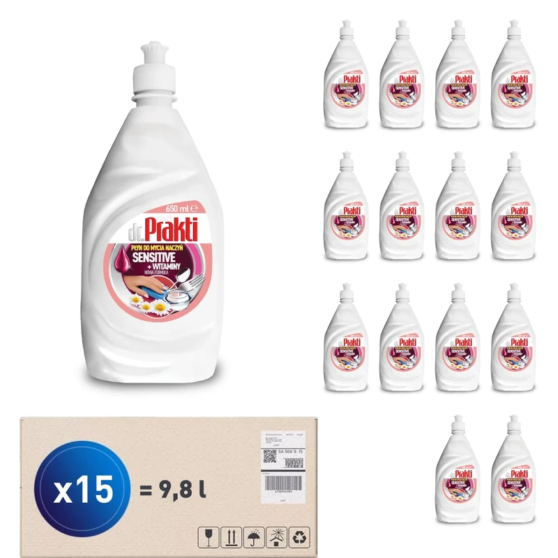 Clovin dr.Prakti Sensitive Dishwashing Liquid - 650ml x 15 Pack