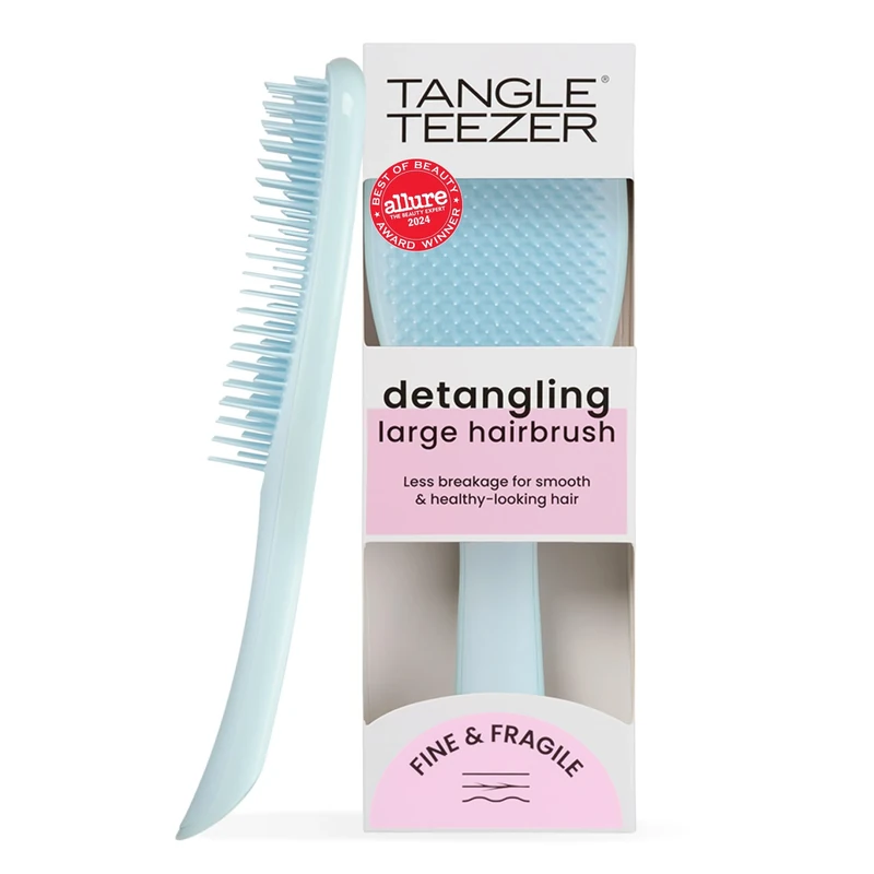 Tangle Teezer Large Fine and Fragile Ultimate Detangler Hairbrush for Coloured, Fine & Thin Hair - Two-Tiered Soft Flex Teeth Reduce Breakage & Pulling - Gentle on Delicate Hair - Seafoam Blue