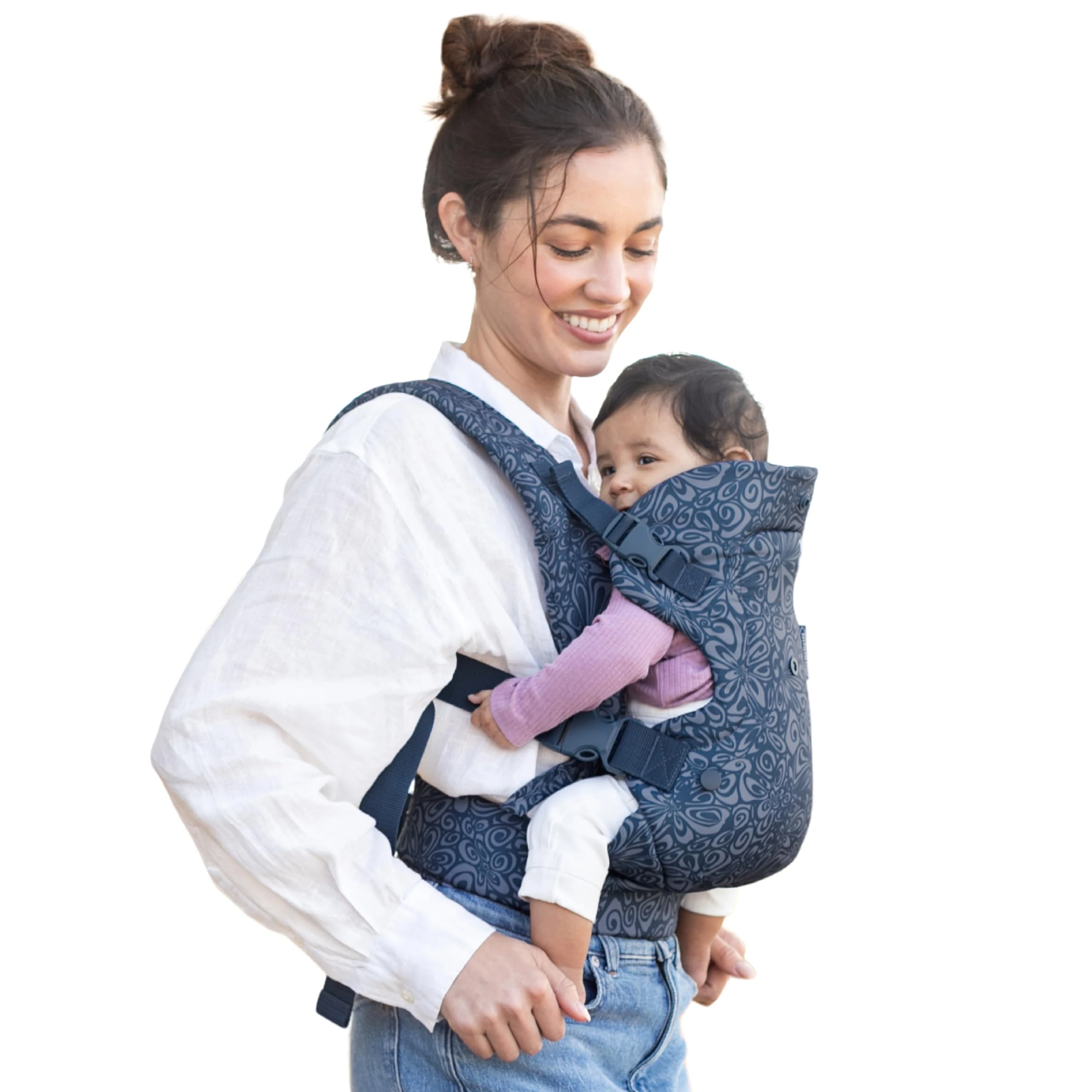 Infantino Flip Advanced 4-in-1 Baby Carrier - Ergonomic, Convertible, Face-in and Face-Out Front and Back Baby Carrier Newborn to Toddler 3.6-14.5 kg, Floral Navy
