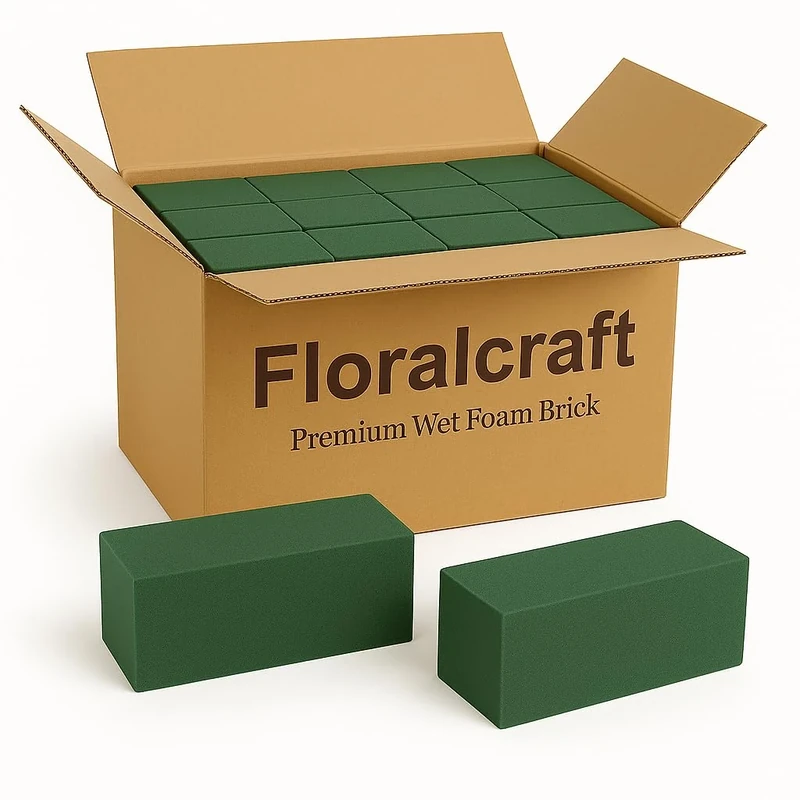 Floralcraft® Premium Wet Floral Foam Bricks (Box of 20) Foam Blocks for Fresh Flower Arrangements, Wedding, Funeral & Craft Displays - Image 1