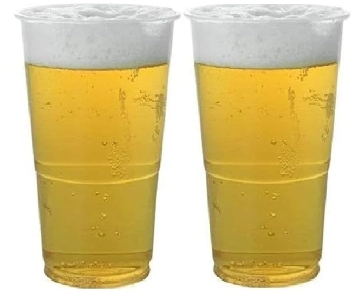 100 x Full Pint Beer Cups - 500ml | Durable Plastic Pint Beer Glasses Recyclable Clear Drinking Cups | Perfect for Parties, Events, and Outdoor