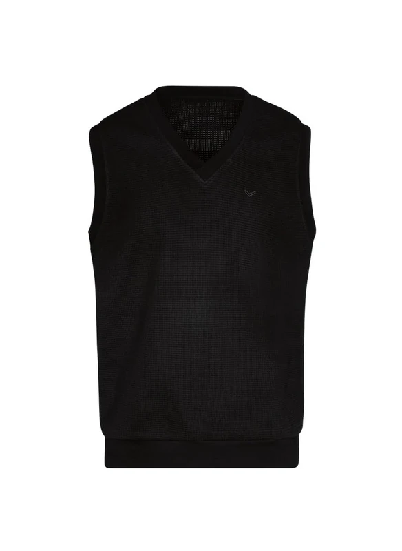 Trigema Men's 619401 Sweater Vest, Black, L