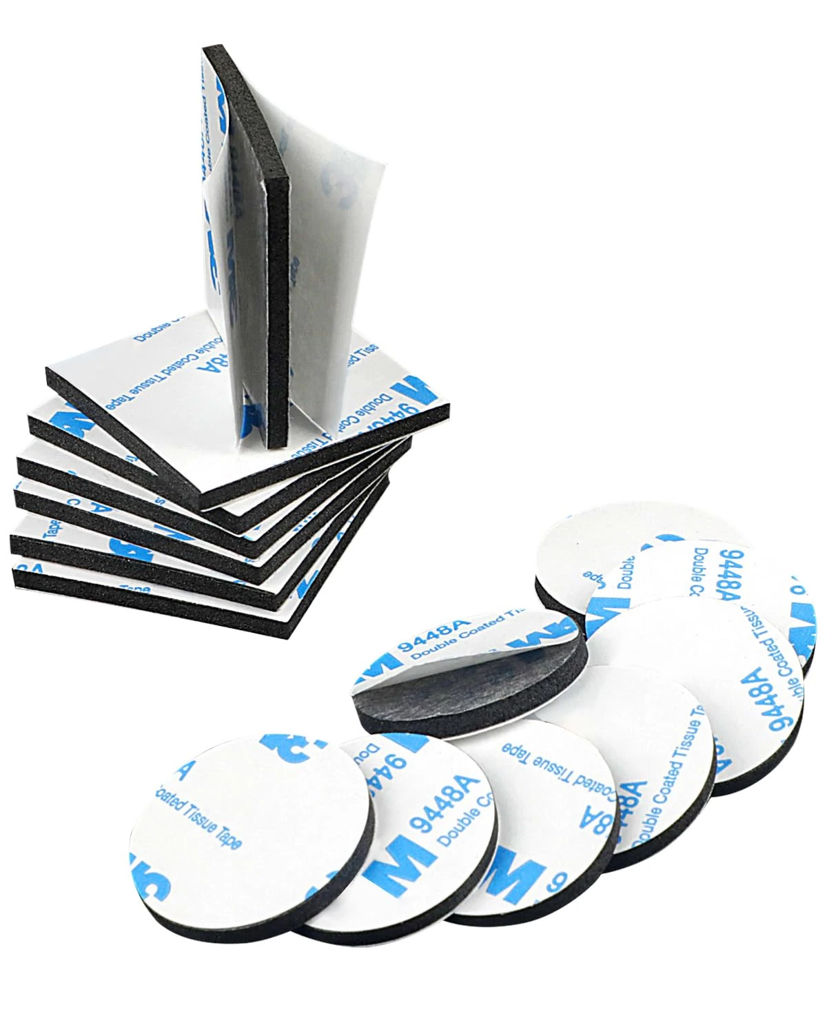 Uniclife 40 Pcs Double Sided Adhesive Foam Pads - Extra Strong, Waterproof, Heavy Duty Mounting Tapes for Home, Office, Car, School - Square & Round, Black