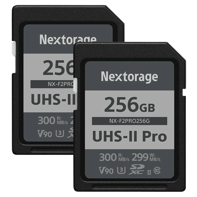 Nextorage 256GB SDXC UHS-II V90 SD Card Japanese Brand pSLC Max. Write Speed 299MB/s Max. Read Speed 300MB/s 4K Recording F2PRO Series 2PX-F2PRO256G SDXC Card for Digital Camera