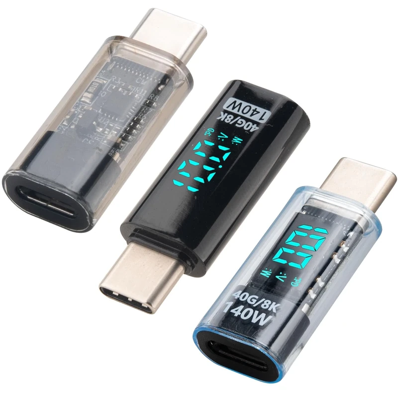 Leehitech 3 Pack USB C Male to USB C Female Adapter with LED Display，Support 40Gbps Fast Charging and Data Transfer for iPhone 15/Macbook/iPad/Galaxy and More Type-C Devices