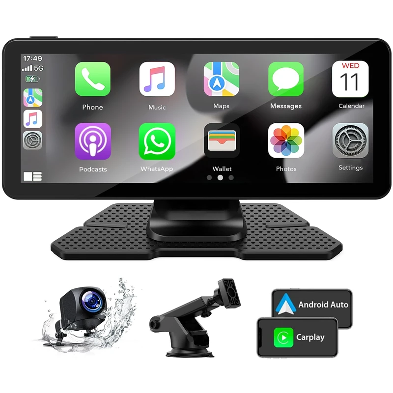LAMTTO Wireless Carplay Car Stereo & Android Auto, Portable 6.86" Touch Screen Car Play Screen with 1080P Backup Camera, Car Radio with Map Navigation Mirror Link/Siri/FM/Bluetooth 5.0