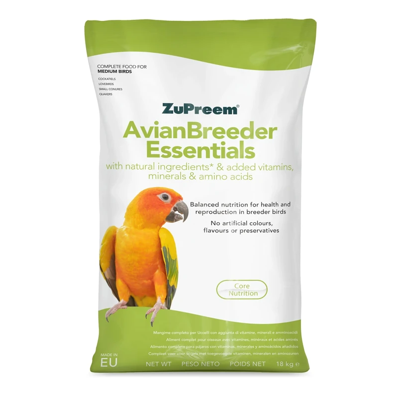 Zupreem Essentials Complete Bird Food for Medium Birds Breeder Diet - 18kg