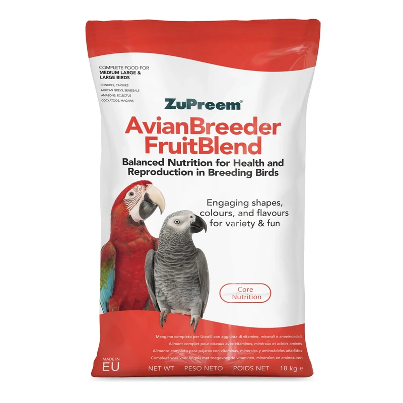 Zupreem Fruitblend Complete Bird Food for Medium-Large Birds Breeder Diet - 18kg