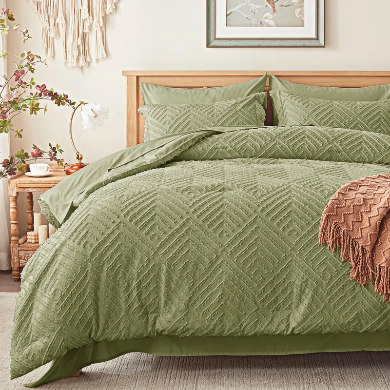 Full Size Comforter Sets 7 Piece, Army Green Bed in a Bag Full Bedding Set