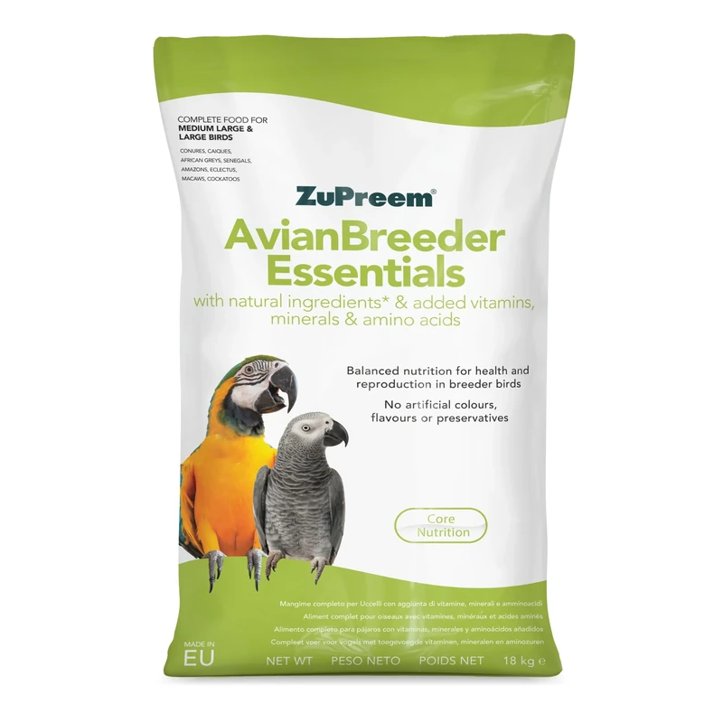 Zupreem Essentials Complete Bird Food for Medium-Large Birds Breeder Diet - 18kg