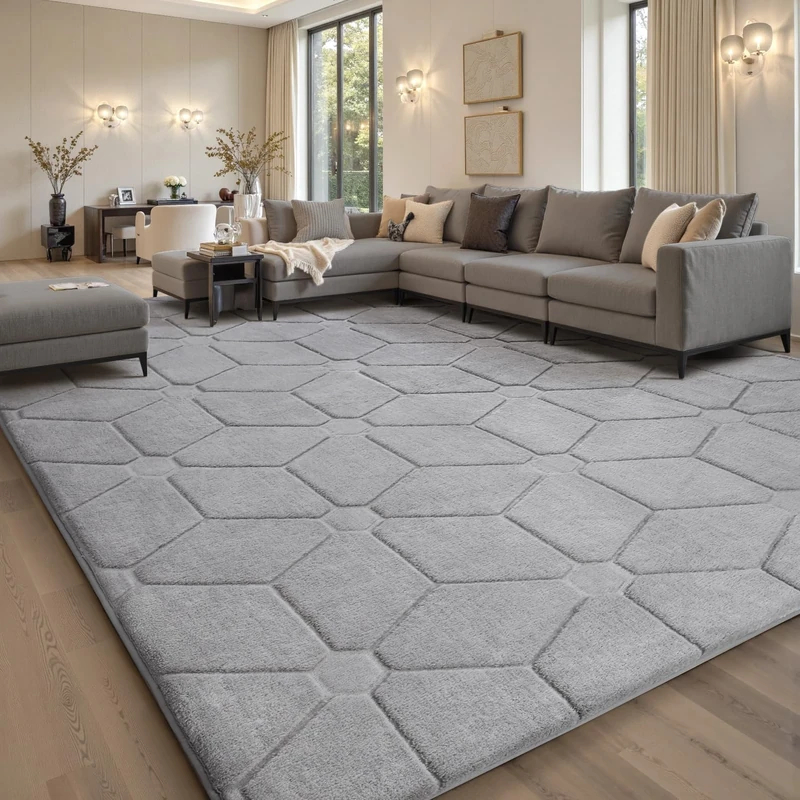 Sour Lemon Rugs Living Room 200x300,3D Grey Area Rugs for Bedroom,Extra Large Rugs for living room,Machine Washable Anti Slip Short Pile Rug Carpets Mat for Kids Room Bedroom