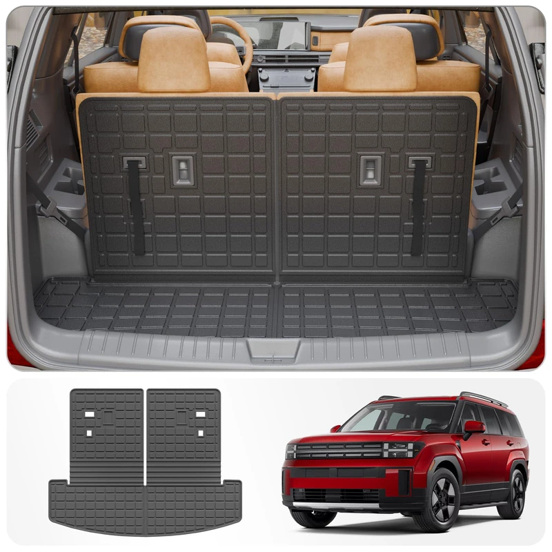 Thinzyou Hyundai Santa Fe Cargo Liner Trunk Mat with Backrest Mats (2024-2025) TPE All Weather Car Accessory