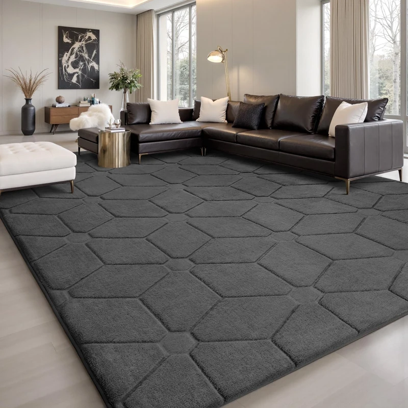 Sour Lemon Rugs Living Room 160x230,3D Grey Area Rugs for Bedroom,Extra Large Rugs for living room,Machine Washable Anti Slip Short Pile Rug Carpets Mat for Kids Room Bedroom