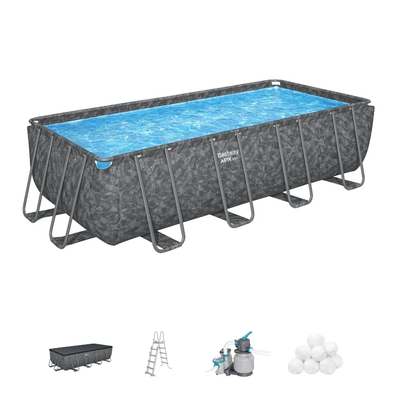 Bestway APX 365 Rectangular Pool Set, All Year-Round Swimming Pool, Above Ground Swimming Pool, Complete Set, 18ft