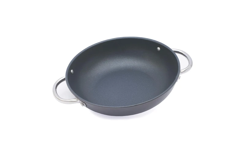 Risoli Professional Non-Stick Flared Pan Ø28, High Thickness, Cast Aluminium, 18/10 Stainless Steel Handles, Made in Italy