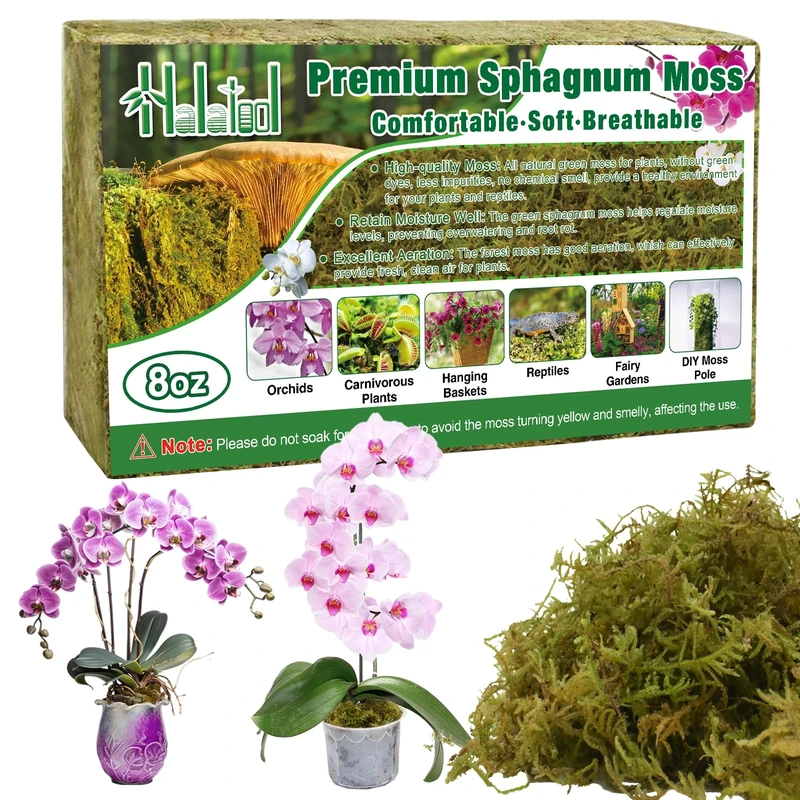 Halatool 230g Natural Sphagnum Moss for Plants, Long Fibered Dried Forest Moss, Premium Substrate for Carnivorous/Potted Plants, Reptile Habitat Decoration