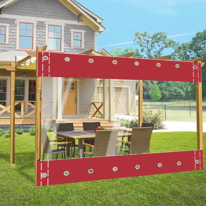 Transparent Tarpaulin Side Panels,Outdoor Clear Tarp Curtain,100% Waterproof,Heavy Duty Tarpaulin with Grommets,for Pergola,Porch,Gazebo,Patio,Customisable H×W- 1.2x2.8m/3.94x9.19ft