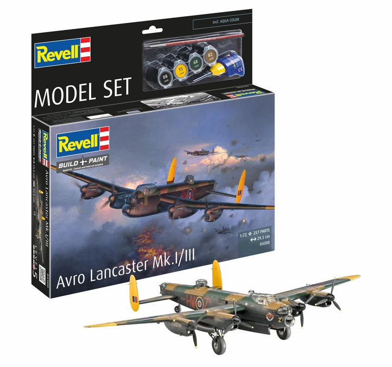 Revell Model Set 64300 Avro Lancaster Mk.I/III 1:72 Scale Unbuilt/Unpainted Plastic Model Kit With Accessories