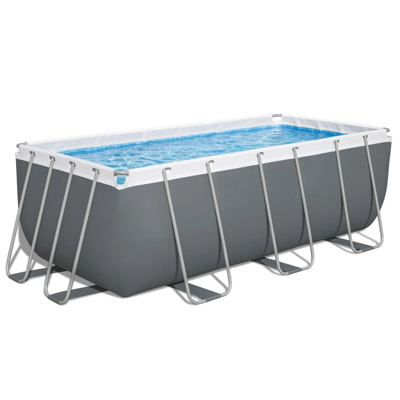 Bestway 13.6ft Steel Pro Max Above Ground Pool, with Pump and Ladder Rectangular Pool Set, Grey