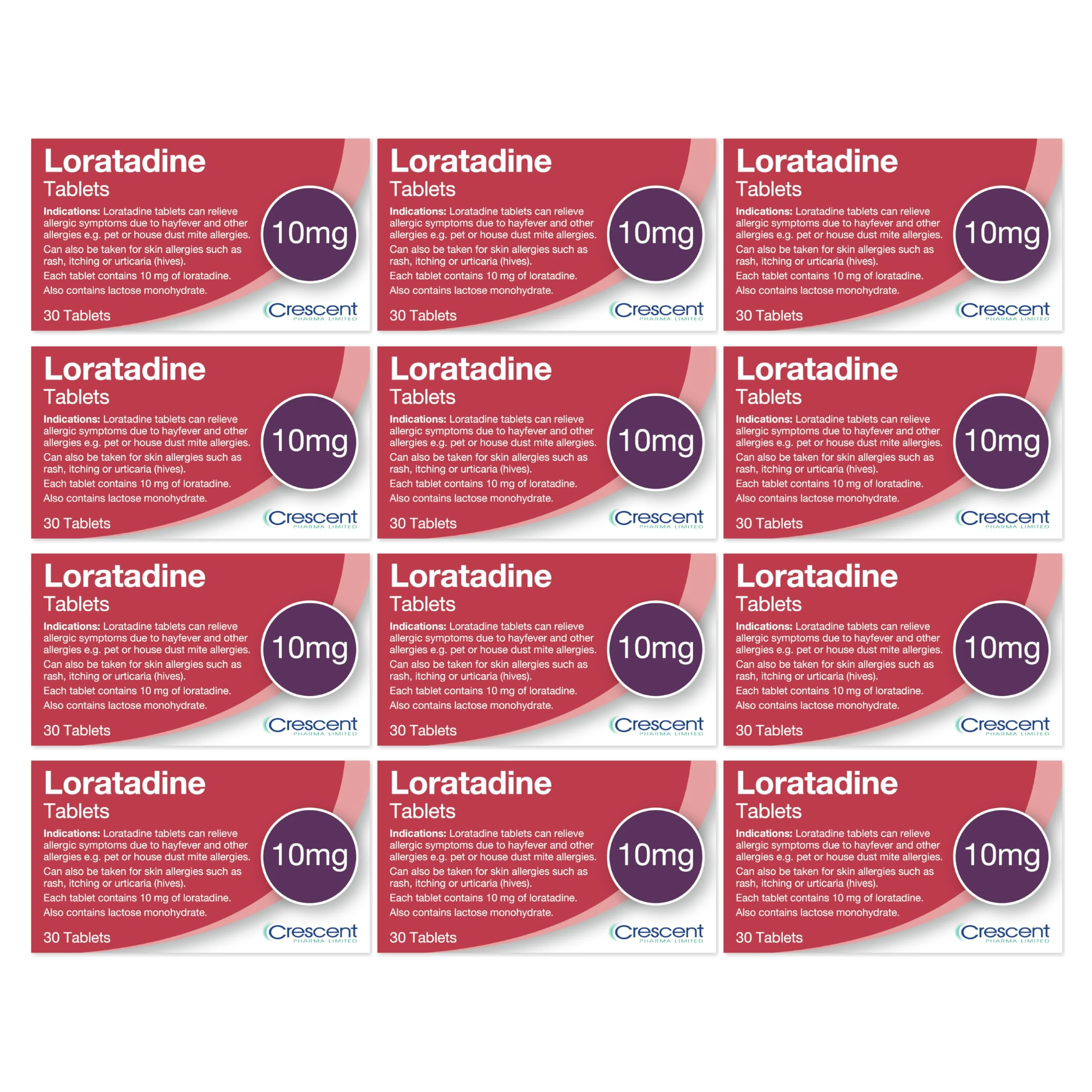 Loratadine 10mg Tablets - 12 Month Supply - Hayfever & Allergy Relief - (30x12) GSL