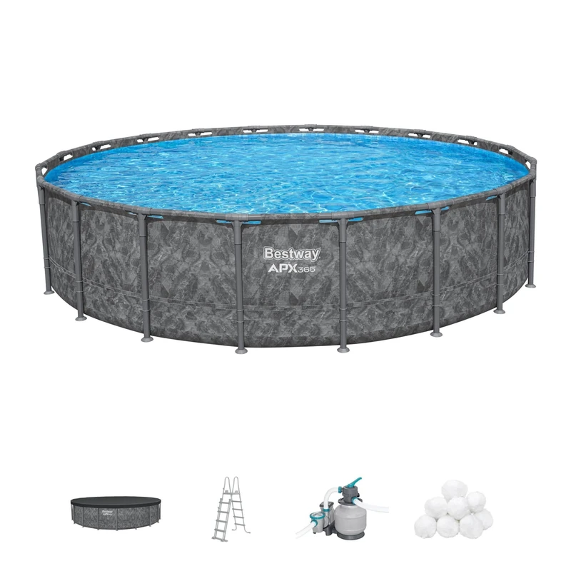 Bestway APX 365 Round Pool Set, All Year-Round Swimming Pool, Above Ground Swimming Pool, Complete Set, 20ft