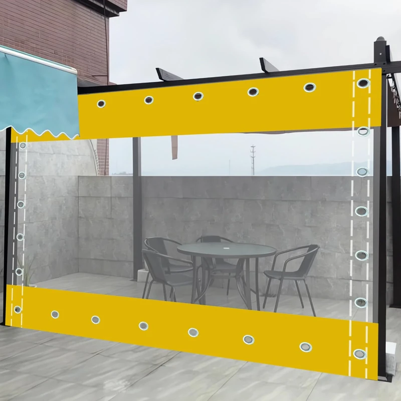 Outdoor Clear Tarp Curtain,Transparent Tarpaulin Side Panels,100% Waterproof,Heavy Duty Tarpaulin with Grommets,for Pergola,Porch,Gazebo,Patio,Customisable H×W-1.4x2.6m/4.59x8.53ft