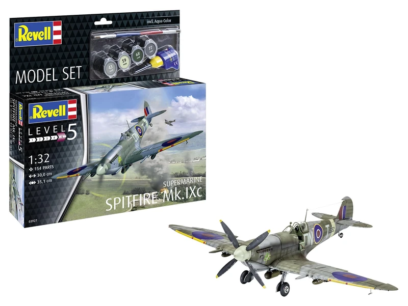 Revell Model Set 63927 Supermarine Spitfire Mk.IXc 1:32 Scale Unbuilt/Unpainted Plastic Model Kit with Accessories