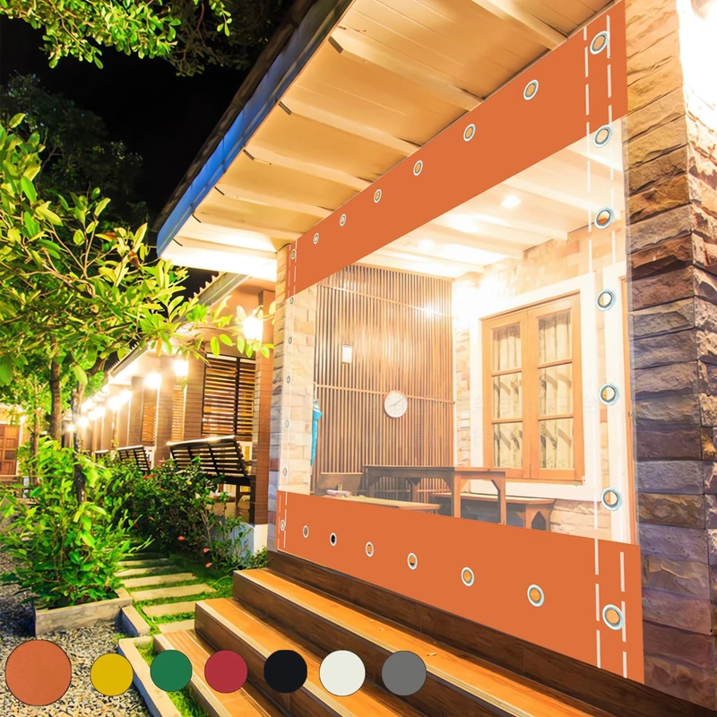 Outdoor Clear Tarp Curtain,Transparent Tarpaulin Side Panels,100% Waterproof,Heavy Duty Tarpaulin with Grommets,for Pergola,Porch,Gazebo,Patio,Customisable H×W-1.4x2.6m/4.59x8.53ft