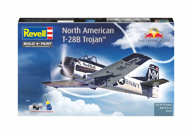 Revell Gift Set 05635 T-28B Trojan: Flying Bulls 25th Anniversary 1:48 Scale Unbuilt Plastic Model Kit with Accessories