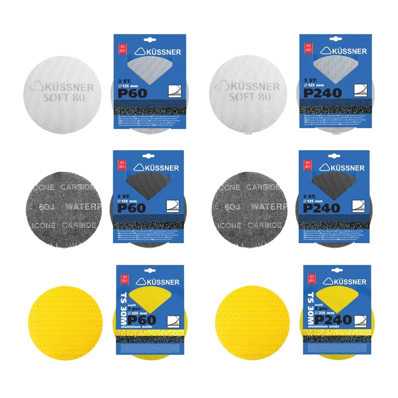 18 Piece Mixed Sanding Mesh Set, SOFT, Multi Diameter 225 mm 60,240 - Image 1
