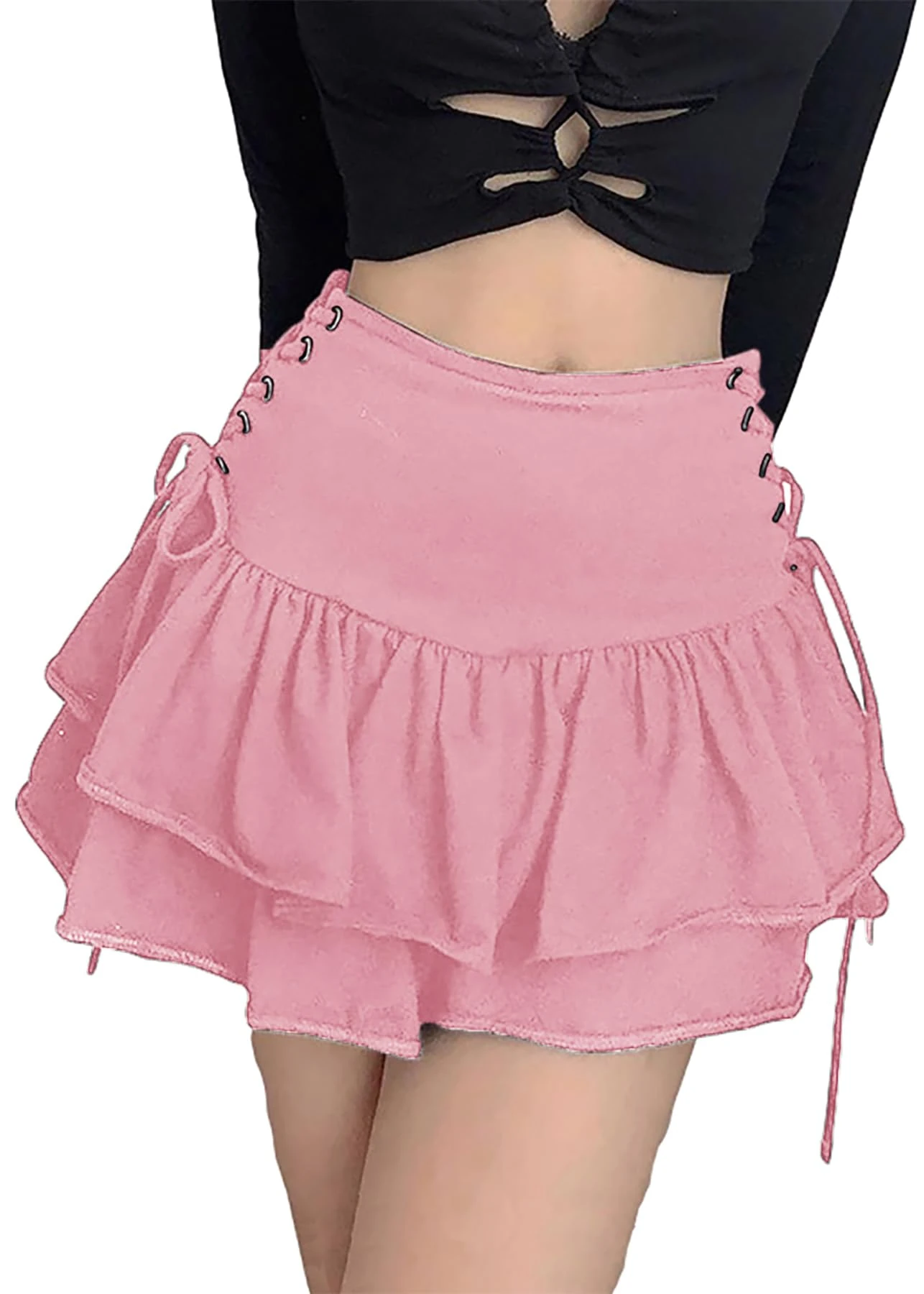 DINGJIUYAN Kawaii Clothes Pleated Skirt Tennis Mini Pencil Midi Skirt for Women Pink M