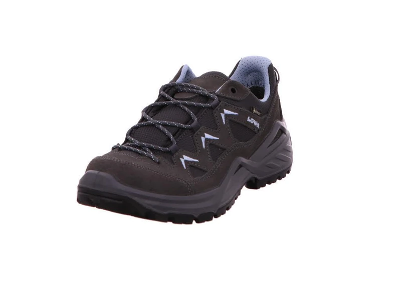 LOWA Women's Sirkos Evo GTX Lo Trail Running Shoe, Graphite/Ice Blue, 3.5 UK