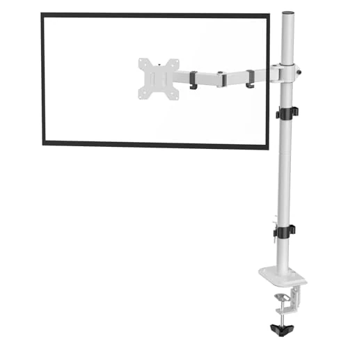 Suptek Single Monitor Arm Desk Mount Fully Adjustable Monitor Stand for 1 / One Screen up to 32 inch Extra Tall 31.5 inch Pole,White (MD6821W)