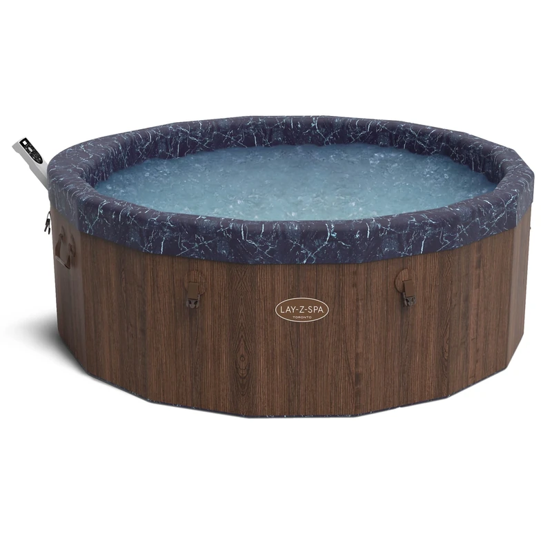 Lay-Z-Spa Toronto, 180 AirJet Plus Massage System, Foam Wall Hot Tub, 60% More Energy Efficient, Built-In Pump, Wifi Control, Includes Padded Pillows, 5-7 Person