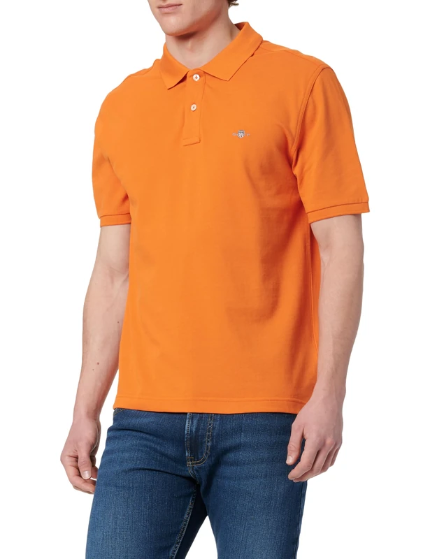 GANT Men's Reg Emb Archive Shield Polo Shirt, Pumpkin Orange, L