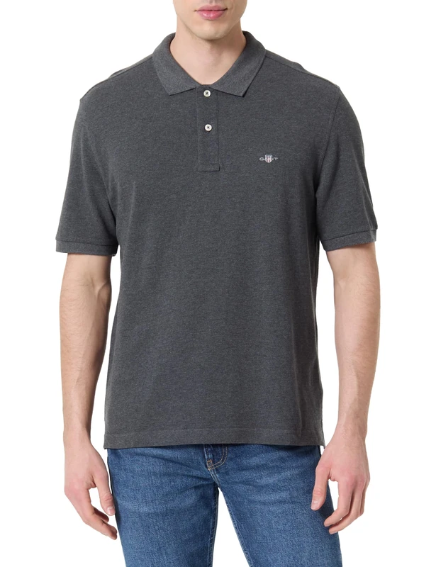 GANT REG EMB Archive Shield Polo Shirt, Antracite Melange, XXL