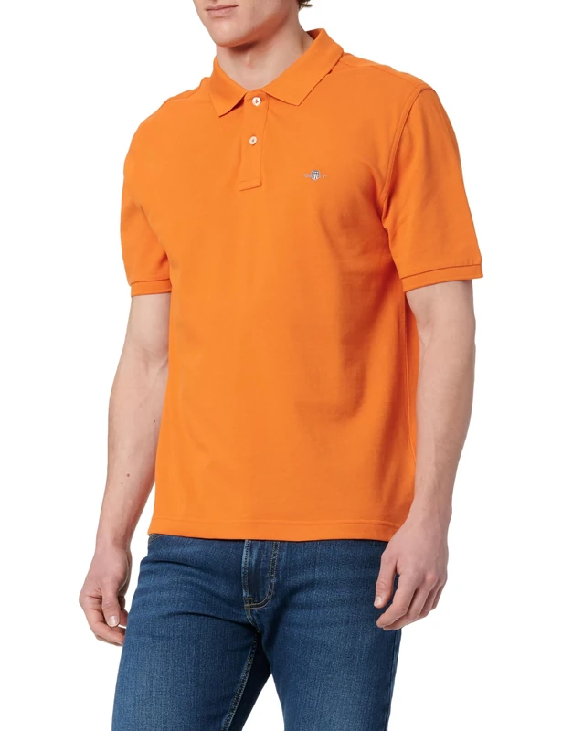 GANT Men's REG EMB Archive Shield Polo Polo Shirt, Pumpkin Orange,