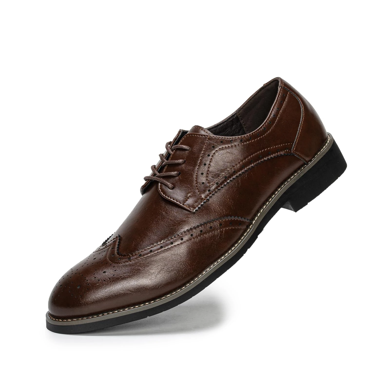 Rusffes Men's Lace-ups Mens Brogues Derbys Oxfords Formal Dress Shoes for Men Dark Brown Size 6.5uk