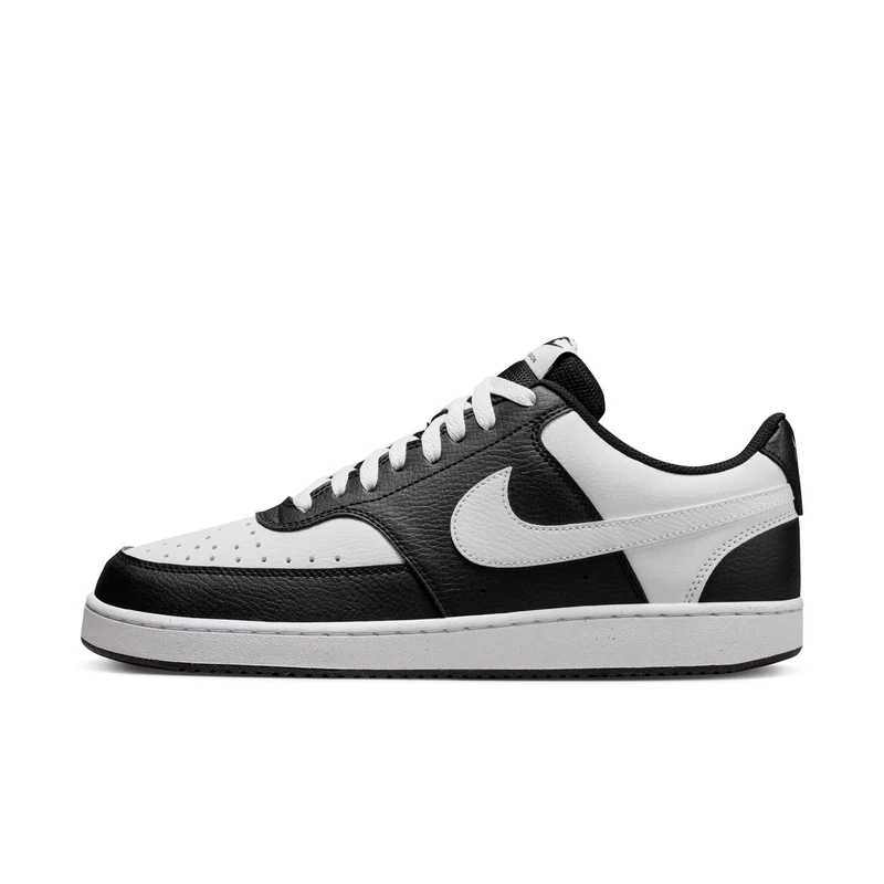Nike Men Court Vision Low Sneaker, Black/White, 13