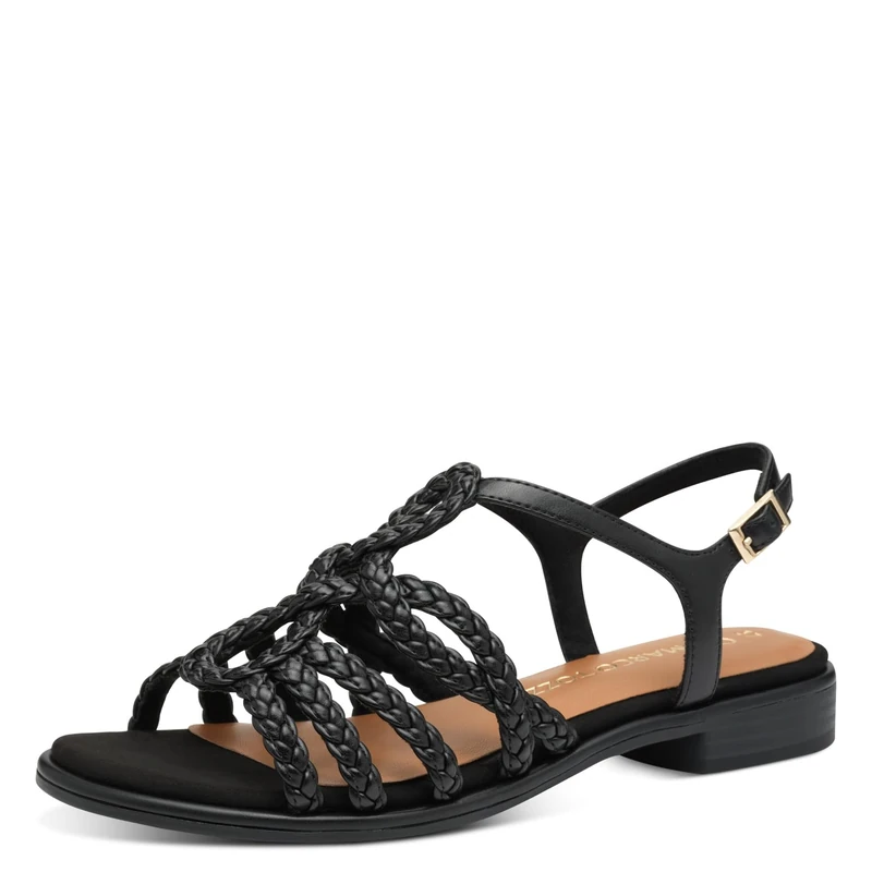 MARCO TOZZI Women's Sandal Soft Feel Me Footbed Vegan Soft Lining Modern, Black (Black), 7.5 UK