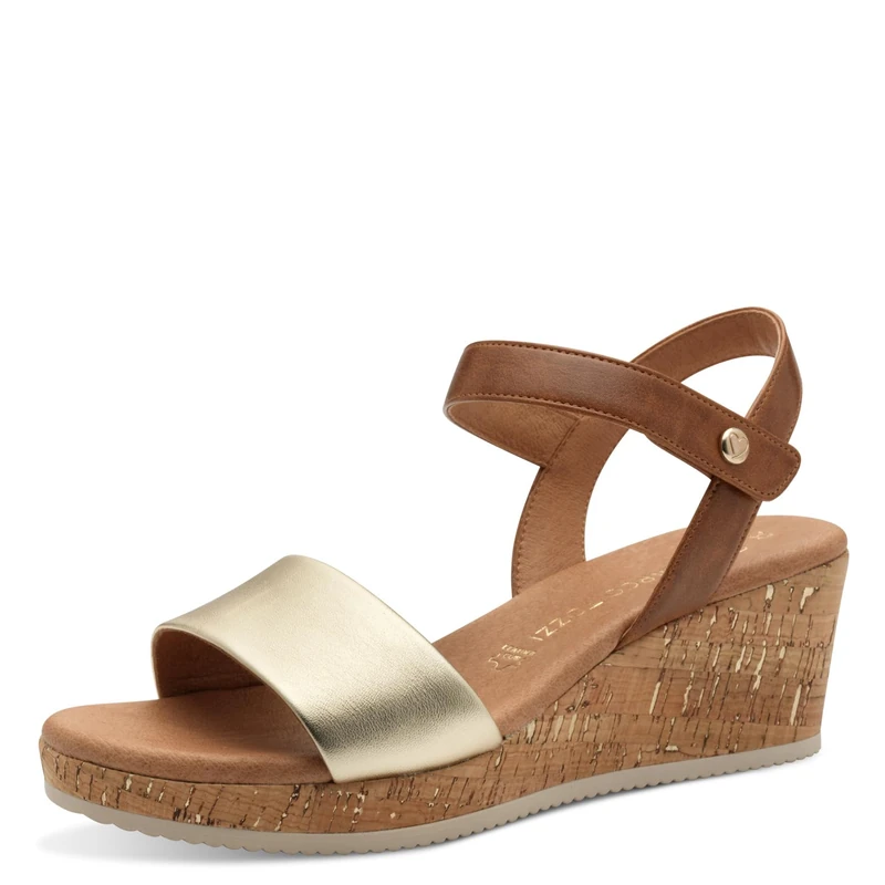 MARCO TOZZI Women's Sandal soft Feel Me Footbed Leather soft Lining Stylish, metallic (GOLD COMB), 5.5 UK