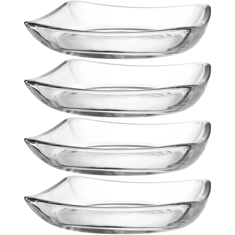 LEONARDO HOME Piazza 024408 Set of 4 Dishwasher-Safe Plates Modern Glass Serving Plates Glass Plates for Cakes and Pastries Height 4 cm Transparent - Image 1
