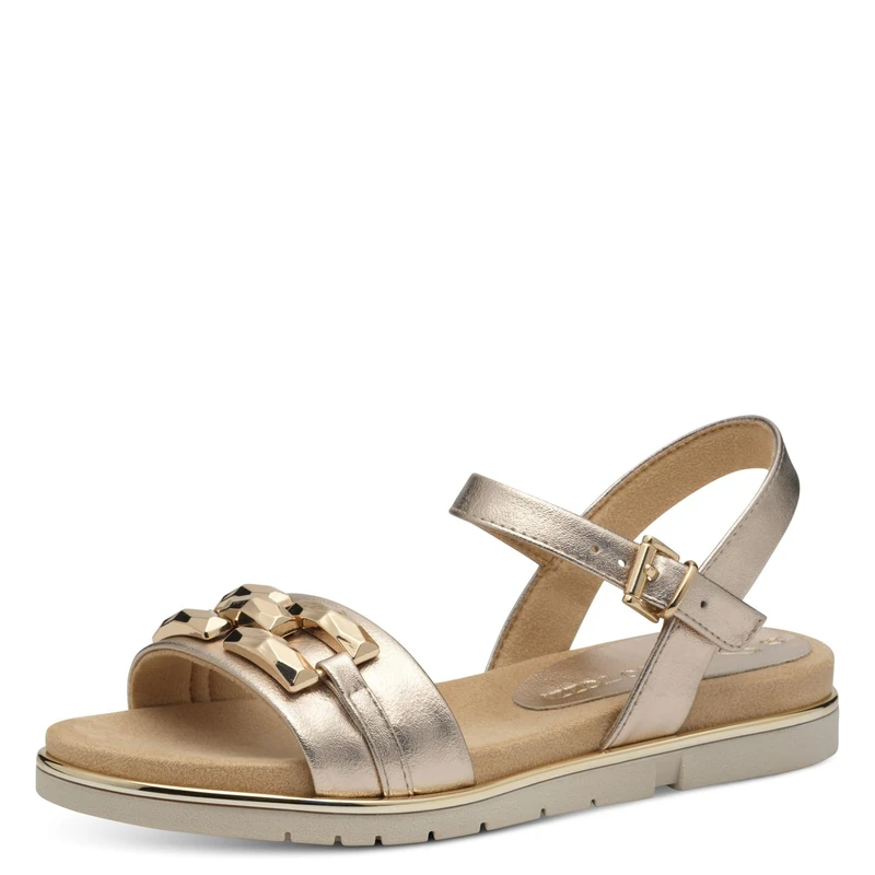 MARCO TOZZI Women Sandal soft Feel Me footbed Vegan soft lining Fashionable, metallic (PLATINUM), 4.5 UK