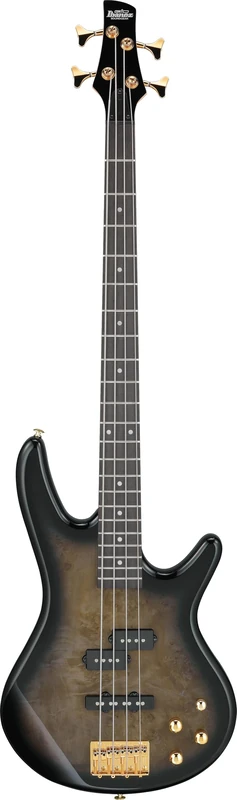 Ibanez GIO GSR200PC-TPB 4-String Electric Bass Guitar - PB Canvas Art-Grain Top/Okoume Body, GSR4 Maple Neck, Purpleheart Fretboard, Dynamix PJ Pickups, Phat II EQ - Transparent Pale Black Burst