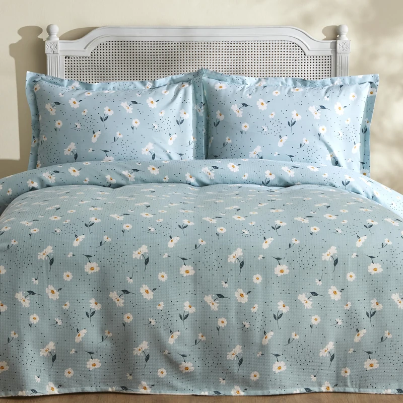 KARACA KH Daisy Mint 100% Cotton Double KS P, Mint Duvet Cover Set - Image 1