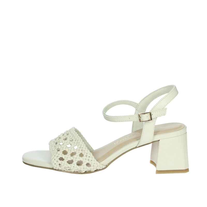 MARCO TOZZI Women's Elegant Hole Pattern Heeled Sandals, Cream, 8 UK